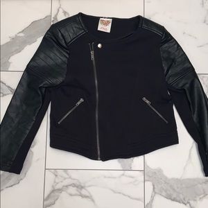 Girls light leather and cotton coat.